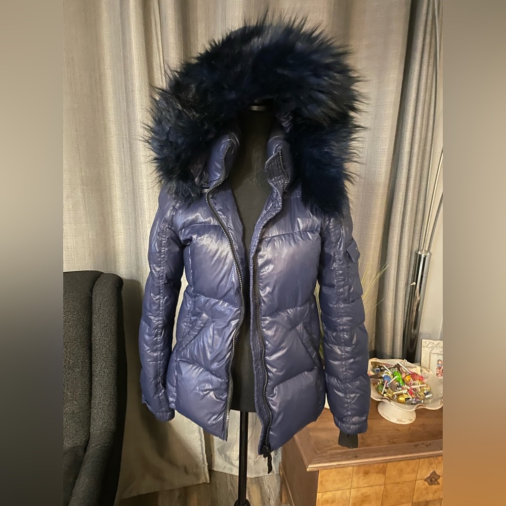 Stylish S13 Women's Kylie Hooded Down Puffer Jacket - Navy, Size S